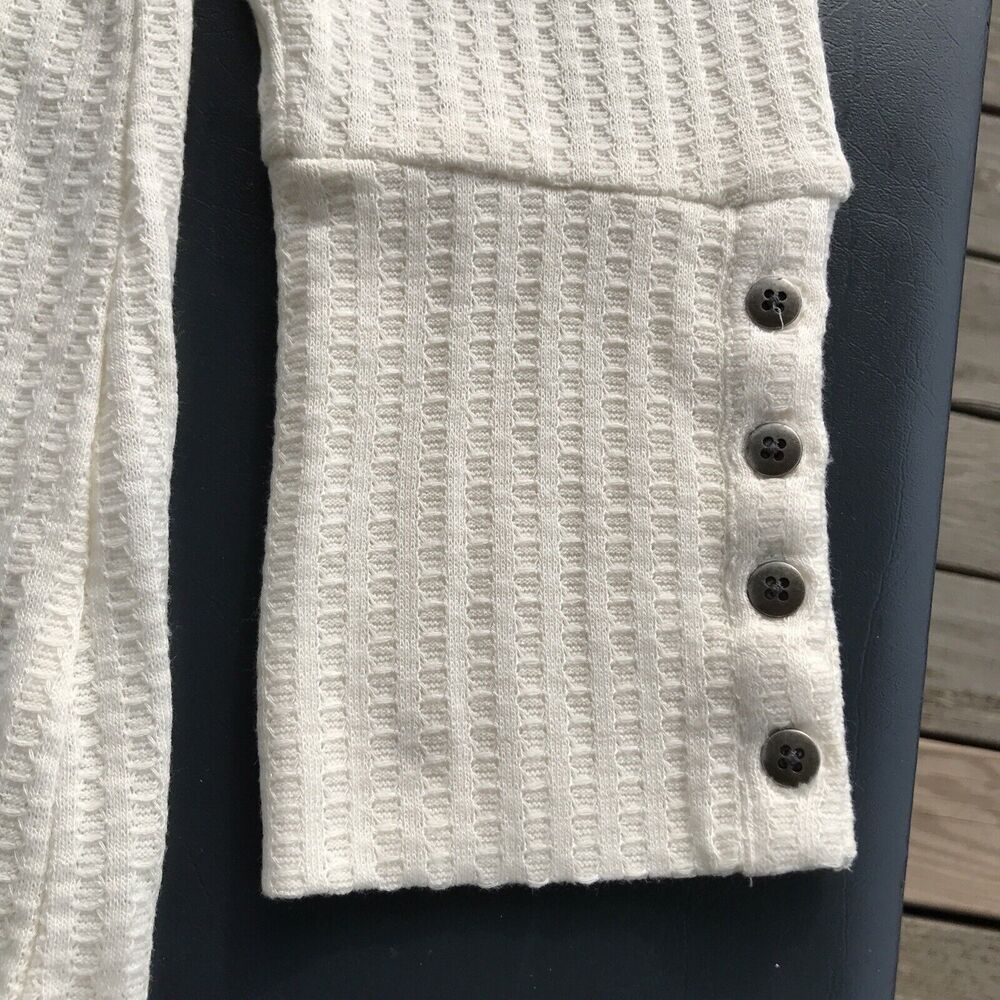 Chaser size XXL cream v neck waffle thermal wide cuff tunic top - Picture 3 of 9